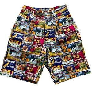 Ruff Hewn Women's 100% Cotton Shorts Pleated High Waist Vintage Patterns Sz 6